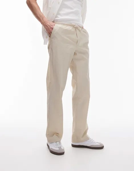 Брюки Topman Wide Leg Pin Stripe, бежевый