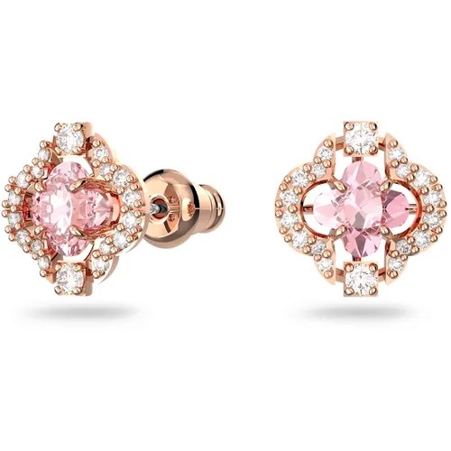 Серьги пусеты SWAROVSKI, кристаллы Swarovski, золотой, розовый