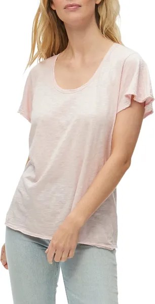 Топ Michael Stars Jana Scoop Neck Flutter Sleeve Top in Supima Cotton Slub, цвет Rose