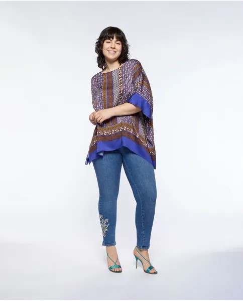 Женские джинсы скинни с вышивкой контрастной строчки Fiorella Rubino, синий