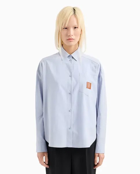 Женская рубашка из лиоцеллового поплина с длинными рукавами Armani Exchange, светло-голубой