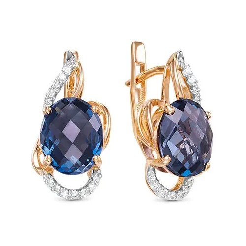 Серьги Бриллианты Костромы, красное золото, 585 проба, топаз, бриллиант