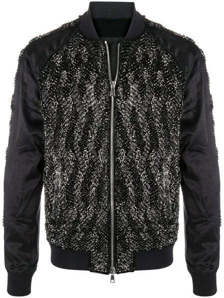 Balmain бархатный бомбер с пайетками