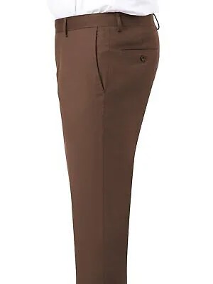Мужские однотонные коричневые классические брюки обычного кроя с плоской передней частью Kent - Park