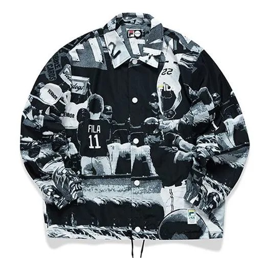 Куртка Men's FILA FUSION Coach Casual Sports Loose lapel Full Print Jacket Classic, цвет tan