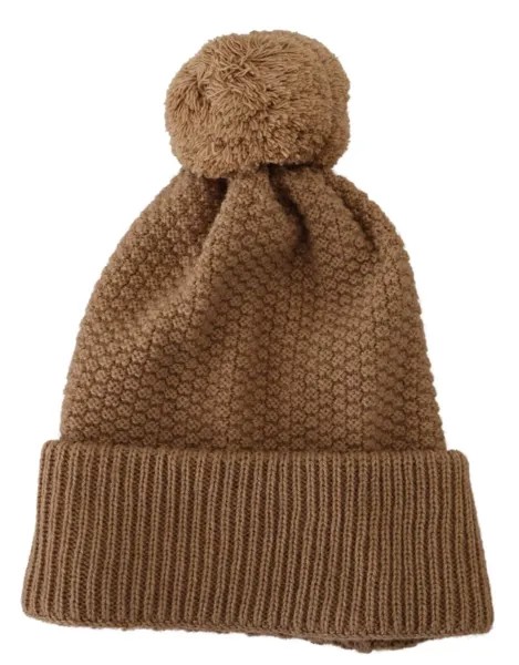 DOLCE - GABBANA Шапка Коричневая однотонная вязаная меховая шапка, зимняя шапка, один размер 430 долларов США