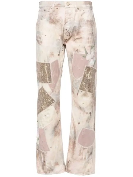 Ralph Lauren Collection джинсы бойфренды Lylah в технике пэчворк, нейтральный цвет