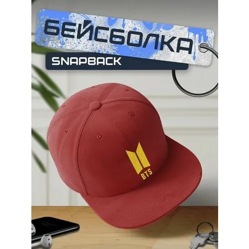 Бейсболка, кепка красная с желтым принтом Музыка BTS - 39