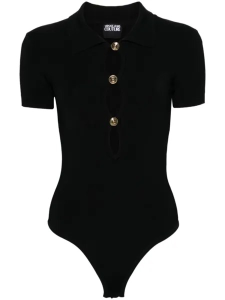 Versace Jeans Couture трикотажное боди с воротником поло, черный