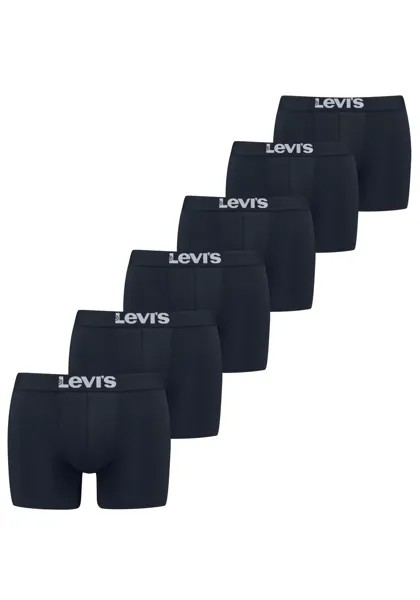 Боксеры Levi's (6 шт. в упаковке), с широким поясом с логотипом, цвет морской волны
