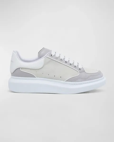 Мужские кожаные низкие кеды оверсайз в стиле ретро Alexander McQueen, цвет Concrete Luna White
