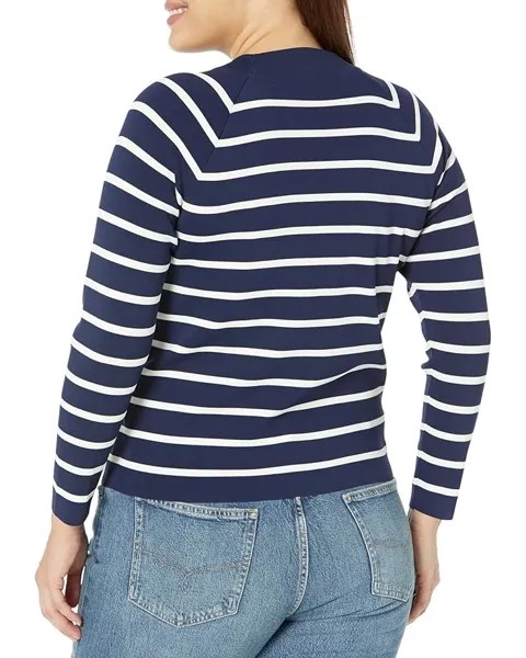 Свитер LAUREN Ralph Lauren Plus Size Striped Mock Neck Sweater, цвет French Navy/Mascarpone Cream