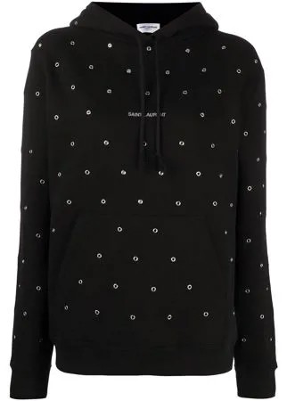 Saint Laurent худи с логотипом и люверсами