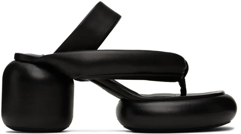 Черные босоножки на каблуке-пузыре Jil Sander