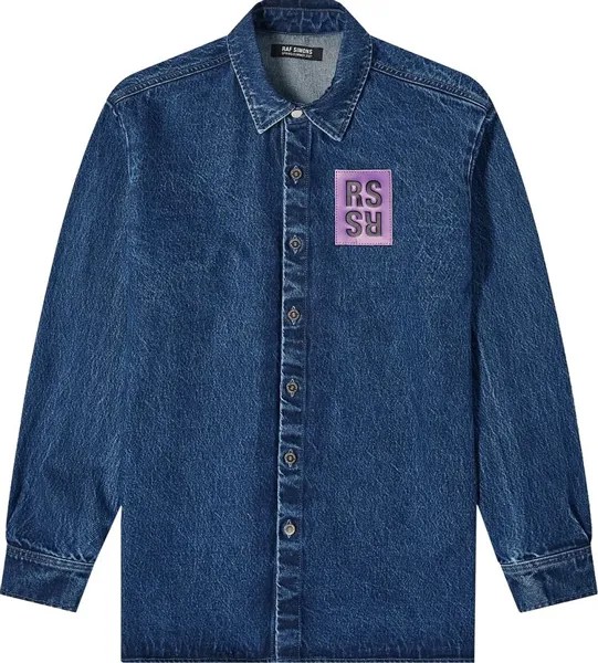 Рубашка Raf Simons Straight Fit Denim Overshirt 'Navy', синий