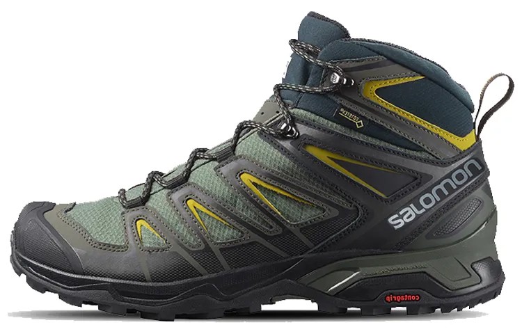 Salomon X Ultra 3 Wide Mid GTX Высокие уличные туфли Серый/Зеленый