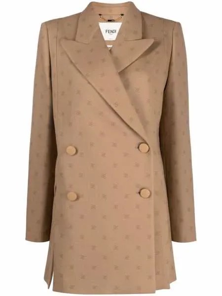 Fendi двубортное пальто с монограммой