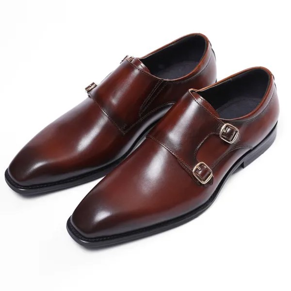 Двойные туфли Monk, черные/темно-коричневые туфли с острым носком для выпускного вечера, классические туфли для мальчиков, свадебные туфли из натуральной кожи