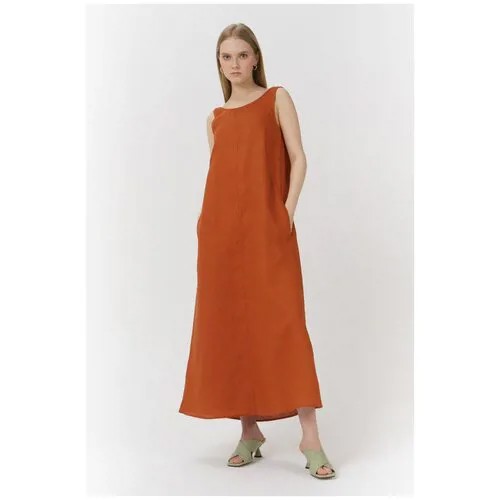 Льняной сарафан Ennergiia SS22-WLen05 Коричневый 46