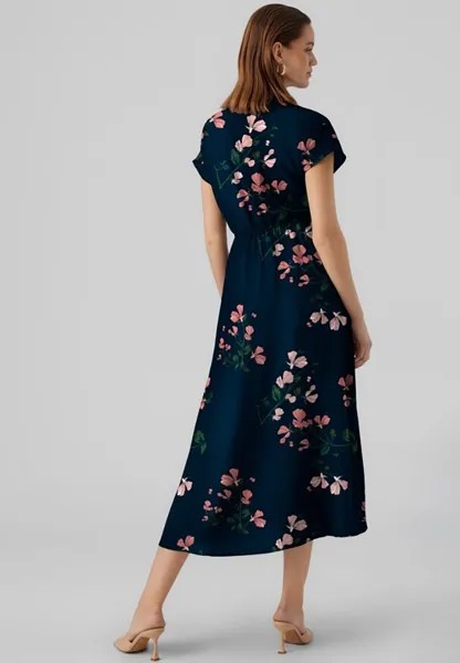 Платье-рубашка на талии VMNEWHALLIE TIE DRESS Vero Moda, темно-синий