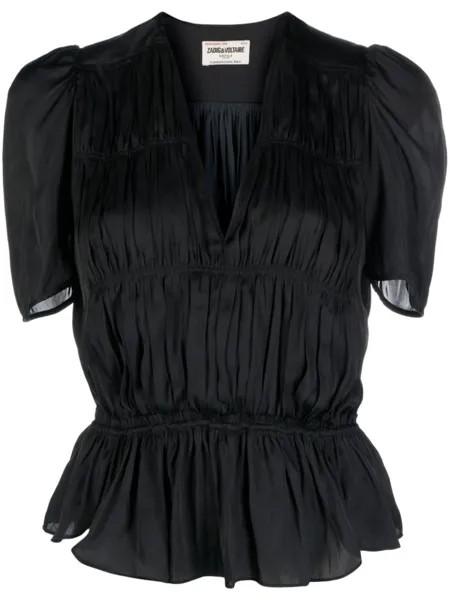 Блузка с короткими рукавами и сборками Zadig&Voltaire, черный