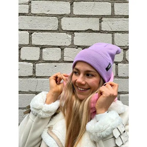 Шапка бини MUSCLES DESIGN Lab модная и практичная шапка, размер универсальный, фиолетовый