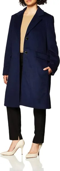 Женское однобортное шерстяное пальто на пуговицах спереди Calvin Klein, цвет Indigo