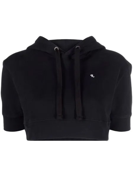 Raf Simons укороченное худи с короткими рукавами, черный