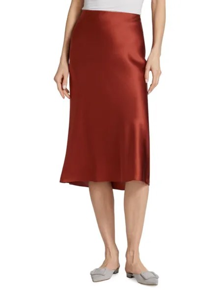 Атласная юбка-миди с комбинацией Vince, цвет Red Dahlia