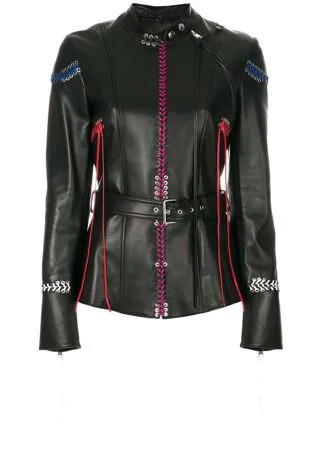 Alexander McQueen кожаная куртка с декоративной прошивкой