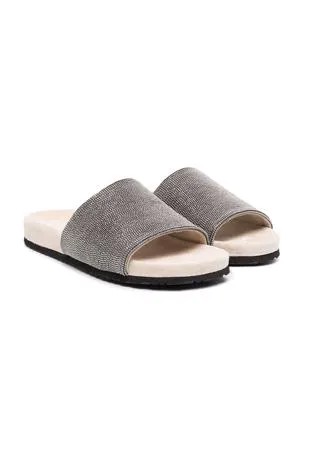 Brunello Cucinelli Kids шлепанцы с декором Monili