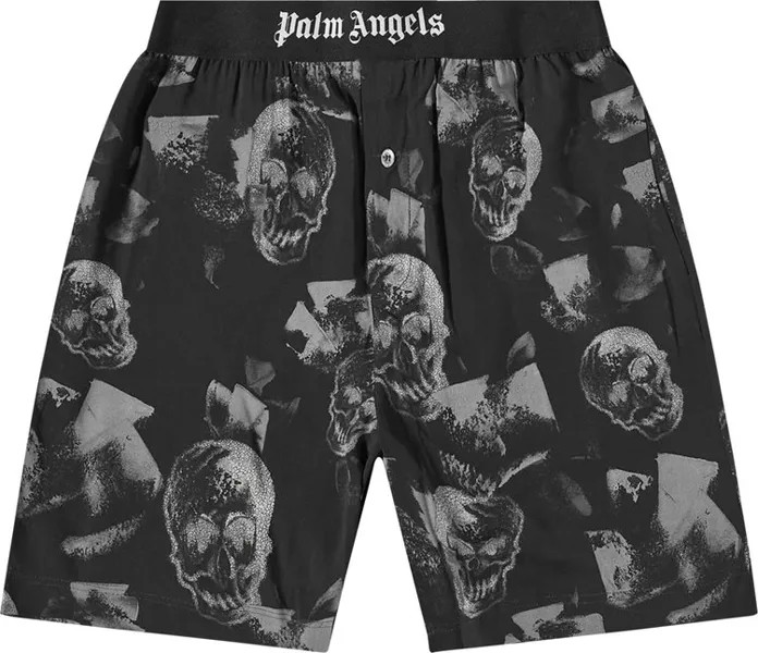 Шорты Palm Angels Skulls Print Easy Shorts 'Black/White', черный