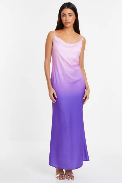 Платье-комбинация макси с фиолетовым атласом и эффектом омбре QUIZ Clothing