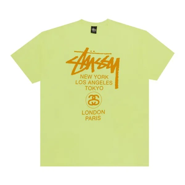 Футболка Stussy World Tour 'Neon Yellow', желтый