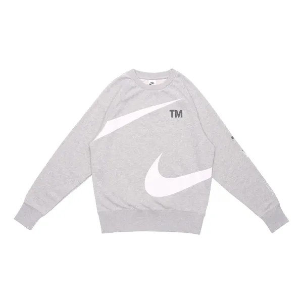 Толстовка Men's Nike Swoosh Ft Crew Large Logo Printing Knit Round Neck Pullover Autumn Gray, серый
