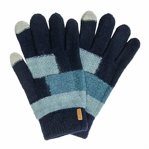 Мужские трикотажные сенсорные перчатки с геометрическим дизайном и тач-скрином на большом и указательном пальце, размер 10, цвет темно-синий