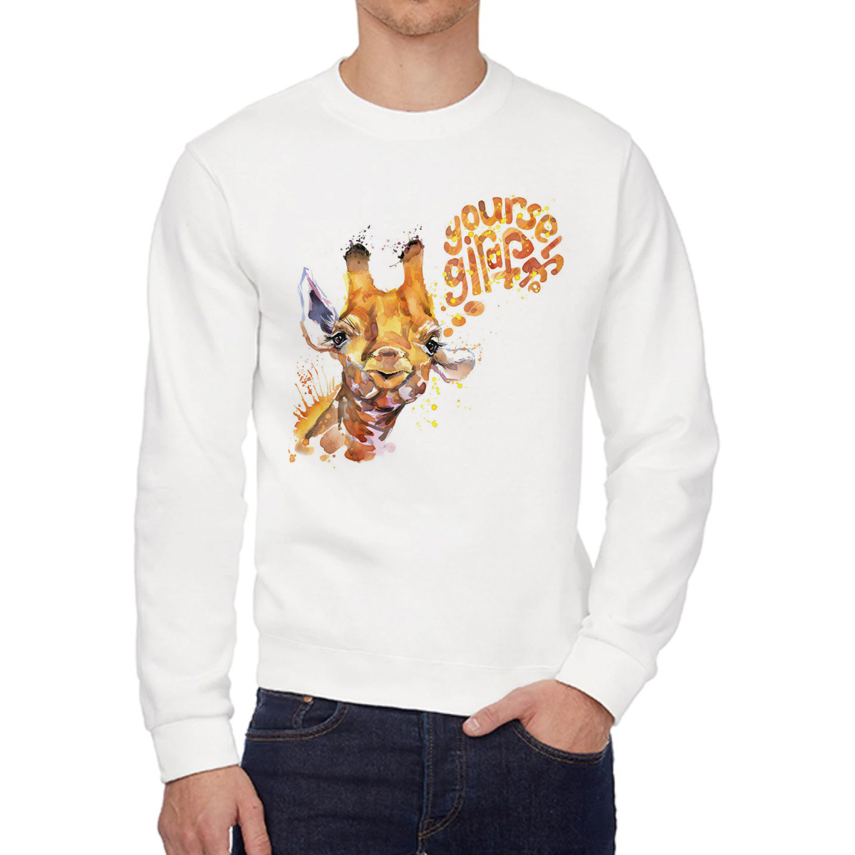 Свитшот женский CoolPodarok Краски Your self giraph Жираф белый 58 RU
