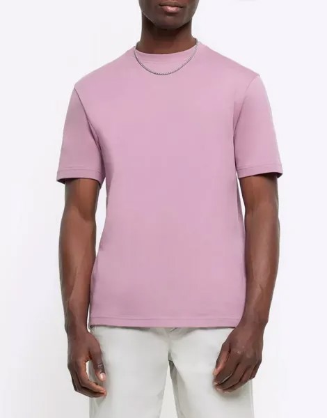 Темно-розовая футболка узкого кроя River Island Ri studio