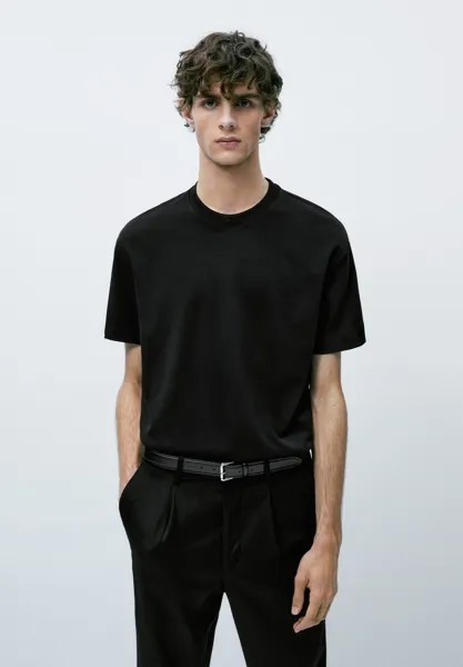 Футболка базовая SHORT SLEEVE Massimo Dutti, цвет black