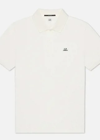 Мужское поло C.P. Company Stretch Pique Classic Logo, цвет белый, размер M
