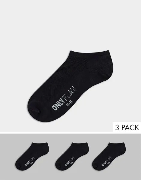 Набор из 3 пар спортивных носков черного цвета Only Play-Черный цвет