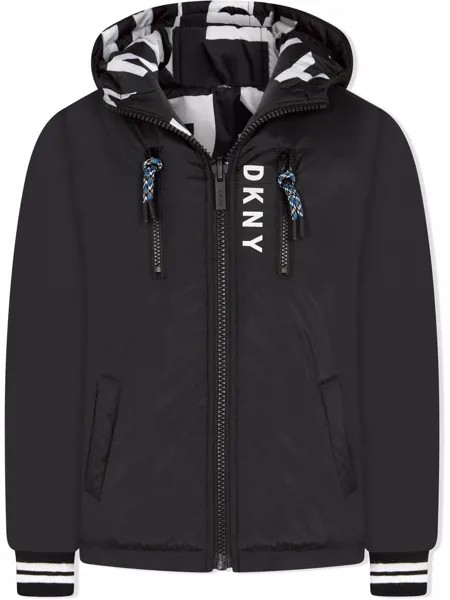 Dkny Kids куртка на молнии с капюшоном и логотипом