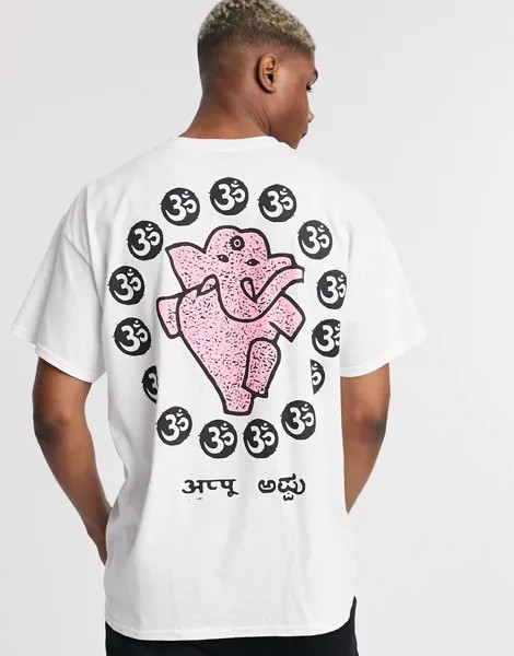 Футболка oversized с принтом на спине HNR LDN-Белый