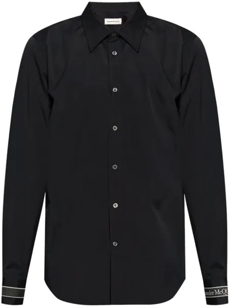 Поплиновая рубашка с логотипом Alexander McQueen, черный
