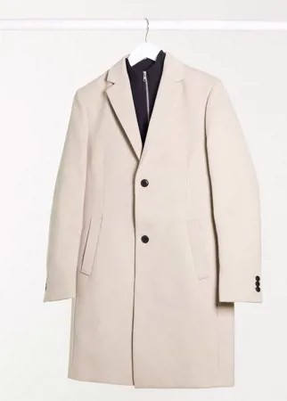 Пальто цвета экрю из искусственной шерсти Topman-Белый