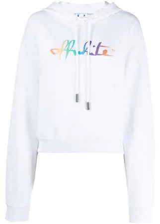 Off-White укороченное худи с логотипом Rainbow