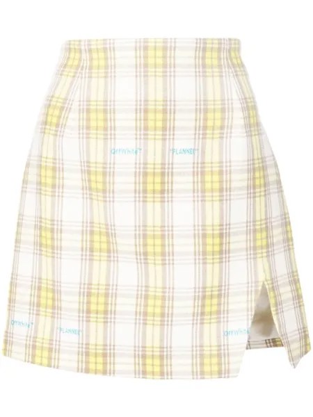 Off-White юбка мини в клетку, белый
