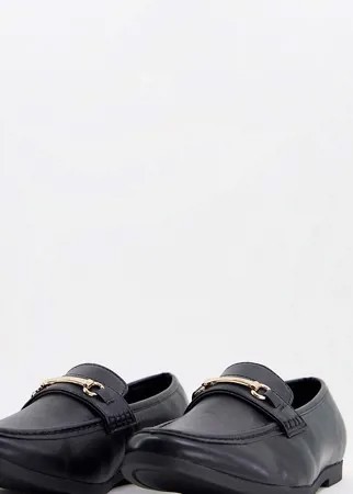 Черные лоферы для широкой стопы из искусственной кожи с трензелем Truffle Collection-Черный цвет