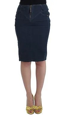 Юбка JUST CAVALLI Синяя вельветовая юбка-карандаш, прямой трапеция IT40 / US6 / S Рекомендуемая розничная цена 250 долларов США