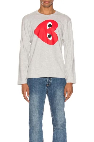 Футболка Comme des Garçons Sideways Heart Logo Longsleeve, серый